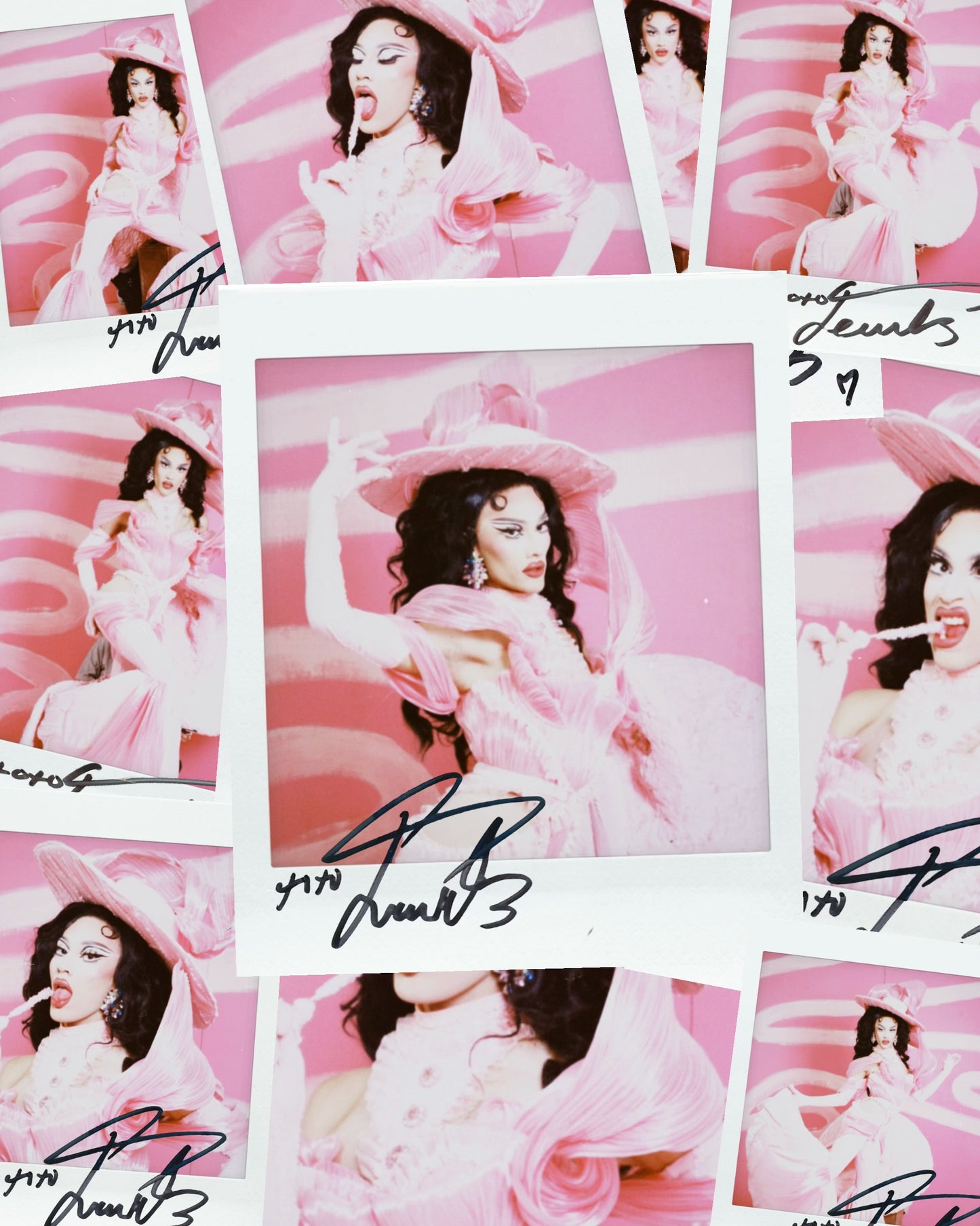 Pink Runway Signed Polaroids