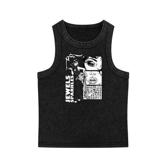 Jewels Sparkles Polkadot Princess B&W Fitted Tank