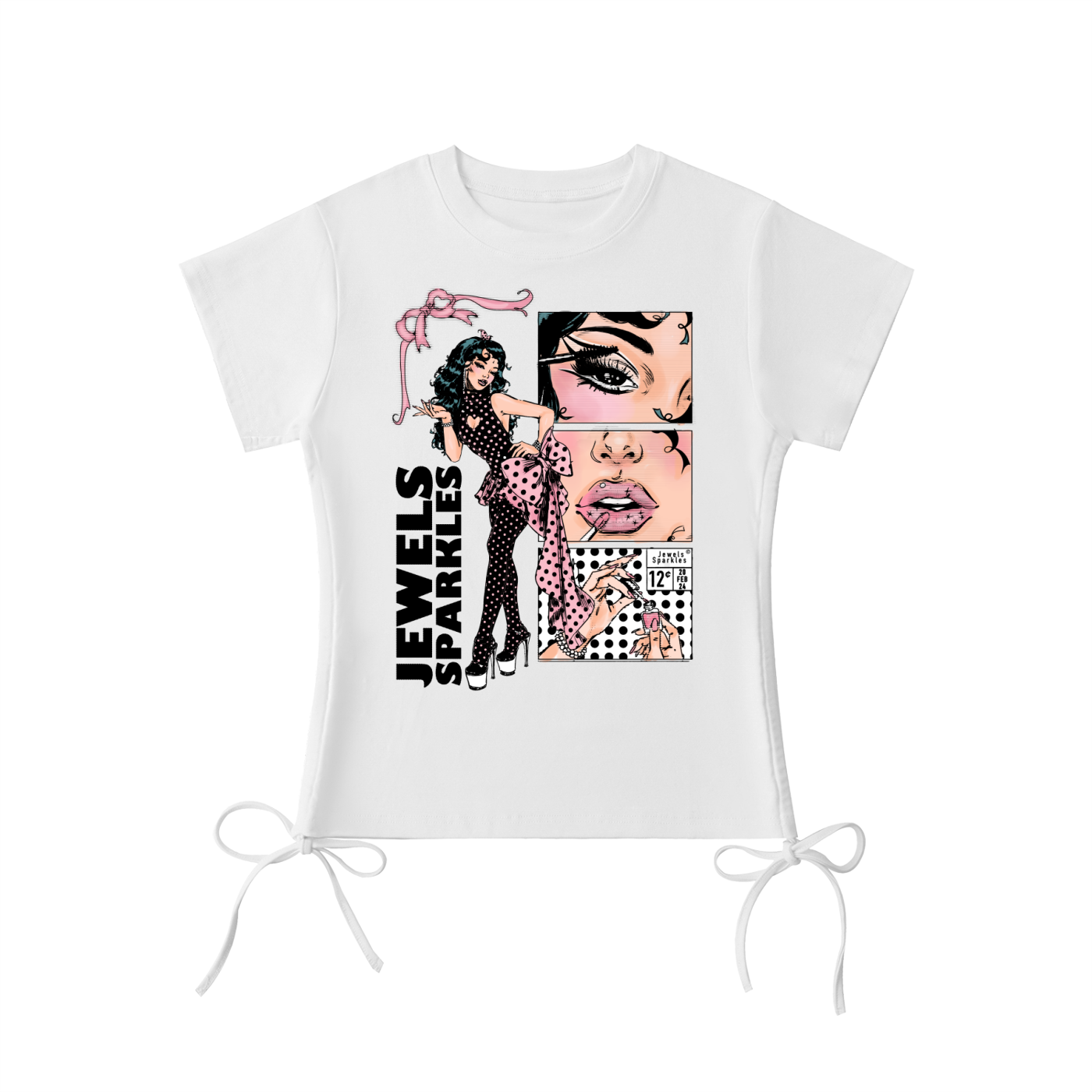 Jewels Sparkles Polkadot Princess Bow Tee